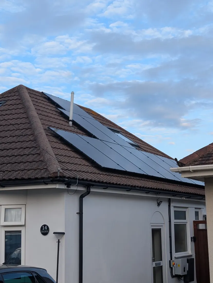 Solar panels installed on a pitched tiled roof
